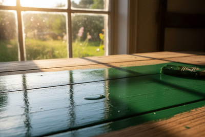 green paint color on the table under sunlight